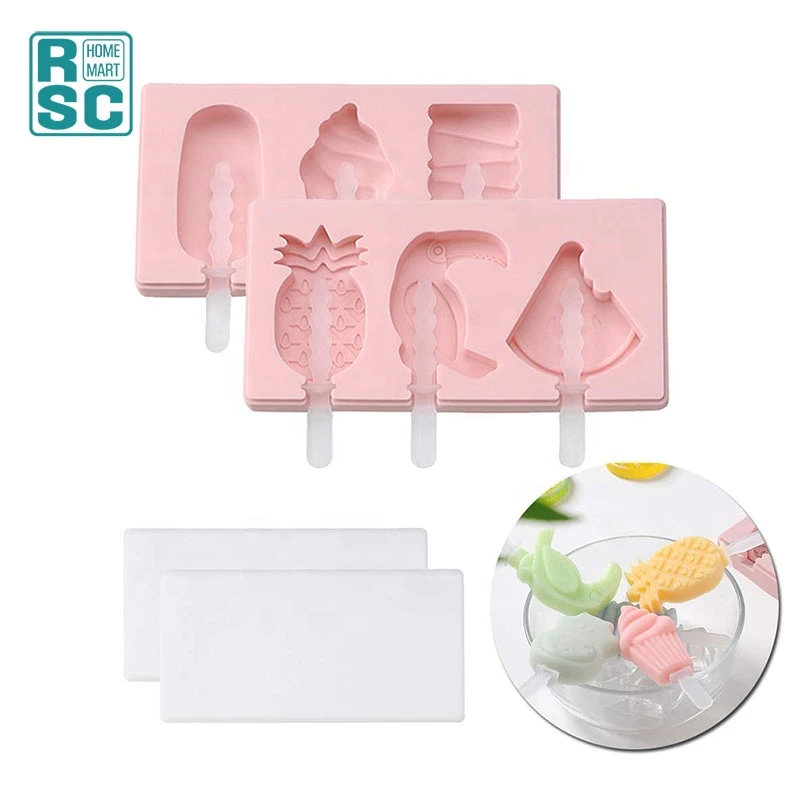 Cartoon Silicone Ice Pop Mold with Lid, Ice Cream Bar Mold Popsicle Molds for Kids