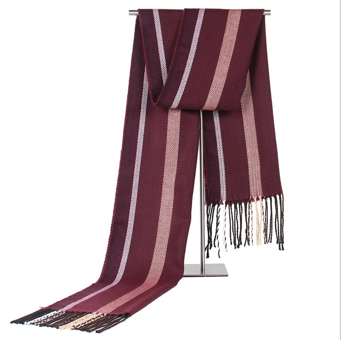 casual winter striped cotton shawl wrap knit cashmere scarf men