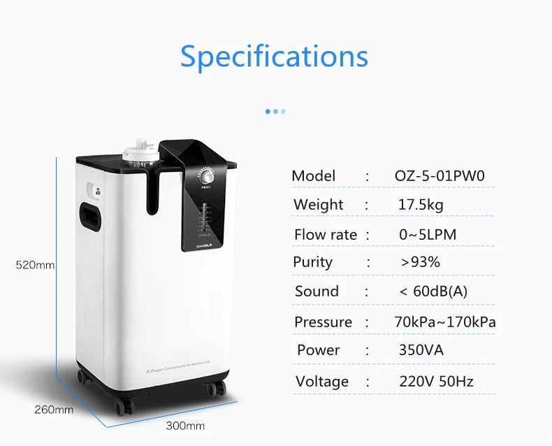 CE 5liter ISO 110Vcertificate 5lpm medical grade PSA ISO hospital oxygen concentrator machine
