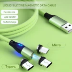 cheap 3 in 1 micro type c cable Phone Accessories for iPhone Charger fast 3A charging Cars USB Cables 360 Magnetic Charge Cable
