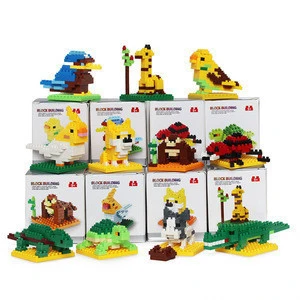 Cheap Wholesale Children Educational DIY Cartoon Animals Assembled Toy Plastic Building Blocks
