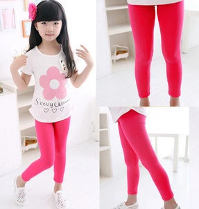 Cheap Wholesale Children Pants Modal Soft Wear Candy Color Blank Girls Leggings