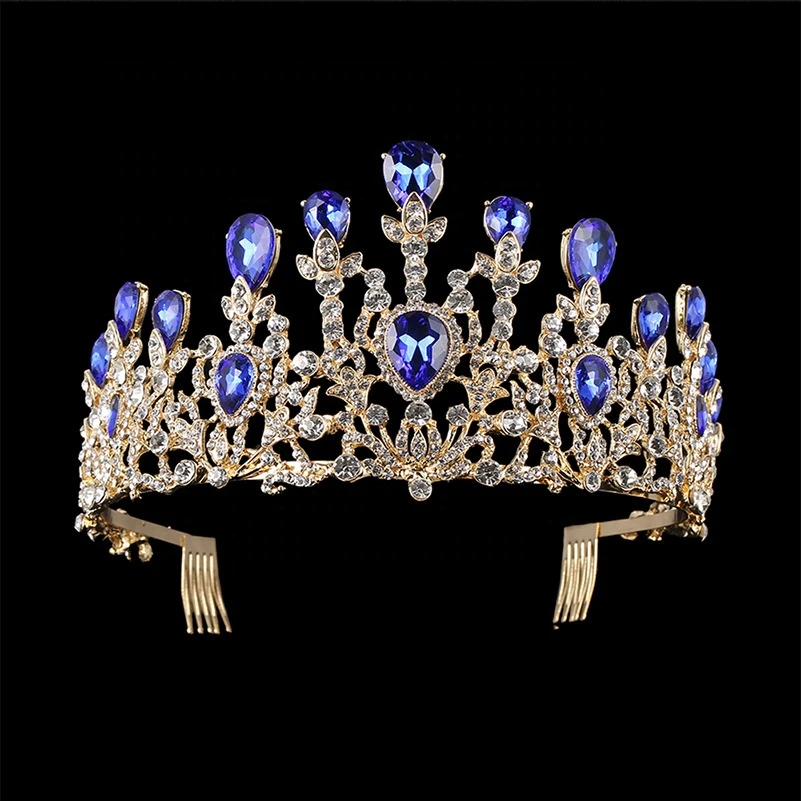Cheerfeel wholesale wedding rhinestone bridal Christmas pageant crowns and tiaras blue HP-402