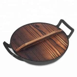 China high quality pre-seasoned non-stick cast iron wok with handle