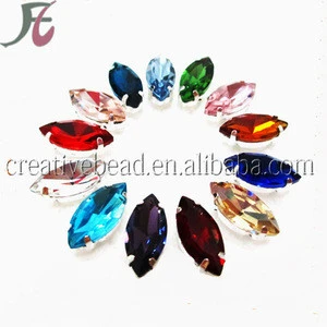 China wholesale lead free machine cut and multi size eye shape point-back loose crystal glass beads with metal claw for garment