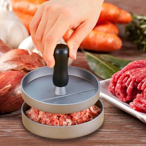 Chinese Supplier Products Non-stick Aluminum Round Burger Press 12cm DIY Meat Beef BBQ Grill Burger Patty Mold Hamburger Maker