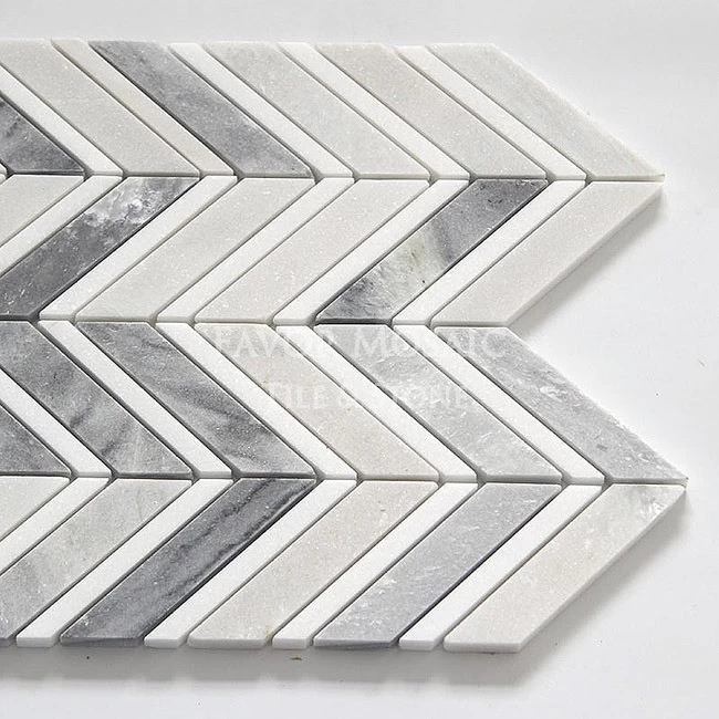 Chinese white matt surface marble herringbone mosaic floor tile for wall