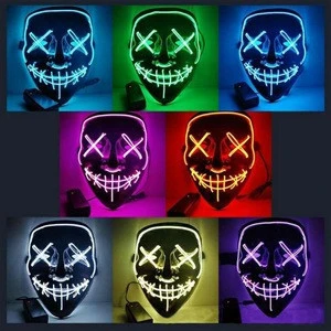 Christmas EL Wire Cosplay LED Festival Party Halloween Costume Mask,Hot Halloween Mask LED Light up  mask