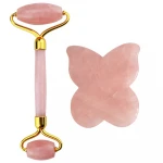 Christmas Gift 100% natural Stone A grade Jade Roller for face,  Rose Quartz Roller and Gua sha.