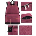 Classic water resistant high-quality canvas smart double school backpack with USB charger outside