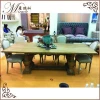 Classical soild wooden dining table hotel table with 6 chairs