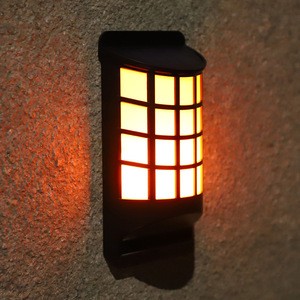 Classical vintage led outdoor wall mounted garden sensor landscape flickering yard solar wall fire flame lamps light