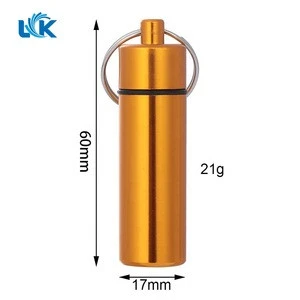 Classification Box First Aid Capsule Storage Container Golden Color 60*17 mm Cylinder Shape Mini Aluminum Pill Case