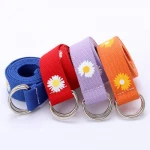 Colorful Fabric Canvas Belt, Wild Students Daisy Trouser Belts, Double-Ring Buckle Canvas Webbing Belts