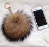 Colorful Fur Ball Keychain Real Fluffy Raccoon fur pompons Beanies Pompom