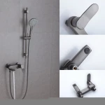 Copper Sliding Column Head Sprayer Brass Bathroom Shower Set