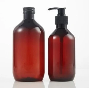Cosmetic package 300ml 500ml shampoo bottle amber color pet plastic bottle