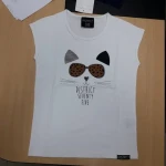 100% cotton white printed technics girls sleeveless  t shirts