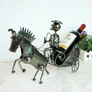 Creative Horse Cart Modeling Iron Wine Bottle Holder