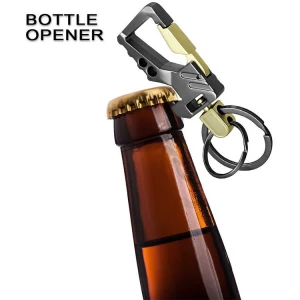 Creative Multifunctional Metal Key Chain Heavy Duty Bottle Opener Car Key Holder Keychain 2 Metal Key Rings