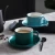 Import CU016 Ecocoffee Fashionable 220ml Matte Black White Blue Green Pink Ceramic Mug Tea Cup Coffee Cup and Saucer Set from China