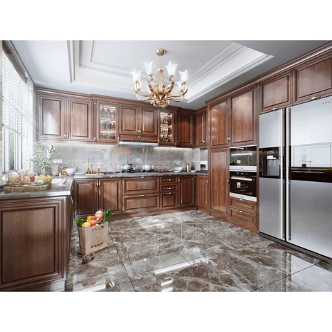 Buy Custom American Style Kitchen Cabinet Waterproof Walnut Wood Shaker ...