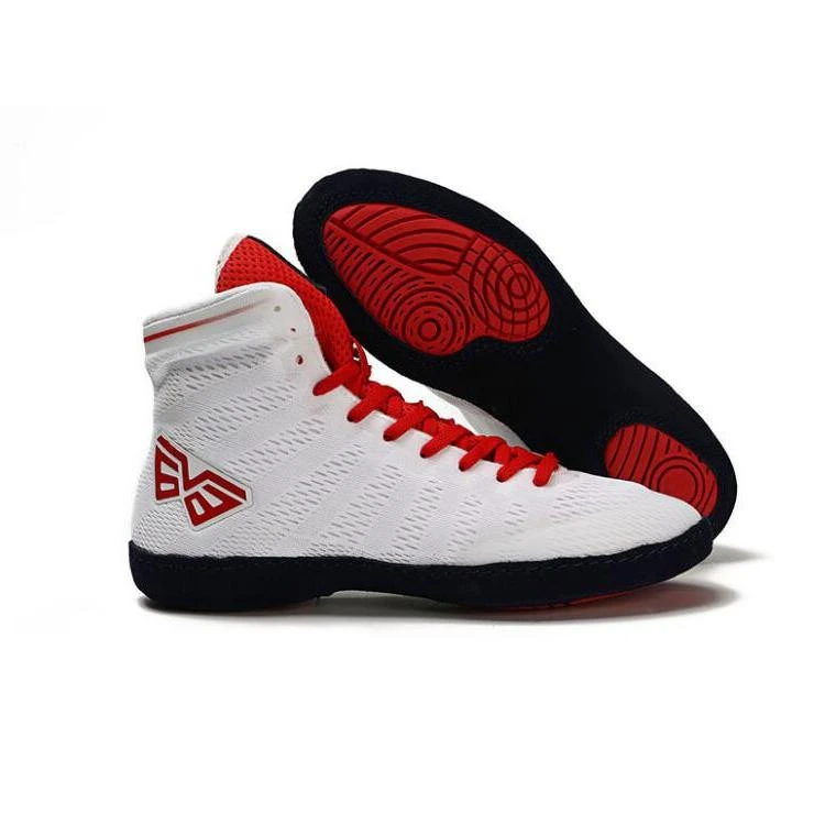 Custom Boxing Shoes Professional Hot Sale White Leather Wrestling Boxing Shoes For Men
