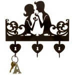 Custom design Black Metal 3 Hooks Key Holder Hook Rack Hanger Organizer
