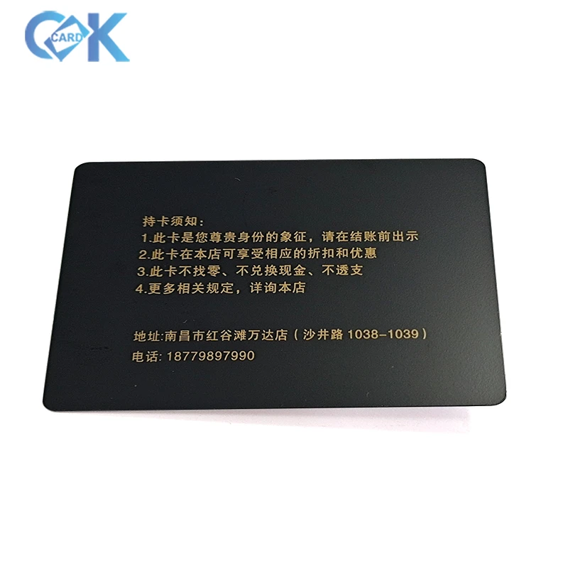 Custom Hot Selling Silk Printing Black Steel Metal Member Cards