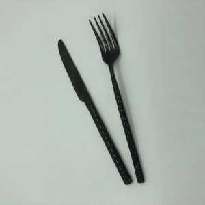 custom kitchen Tool wholesale  Bright Black table fork spoon set forks and knives stainless steel