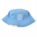 Custom logo embroidered denim cowboy printed reversible bucket hat