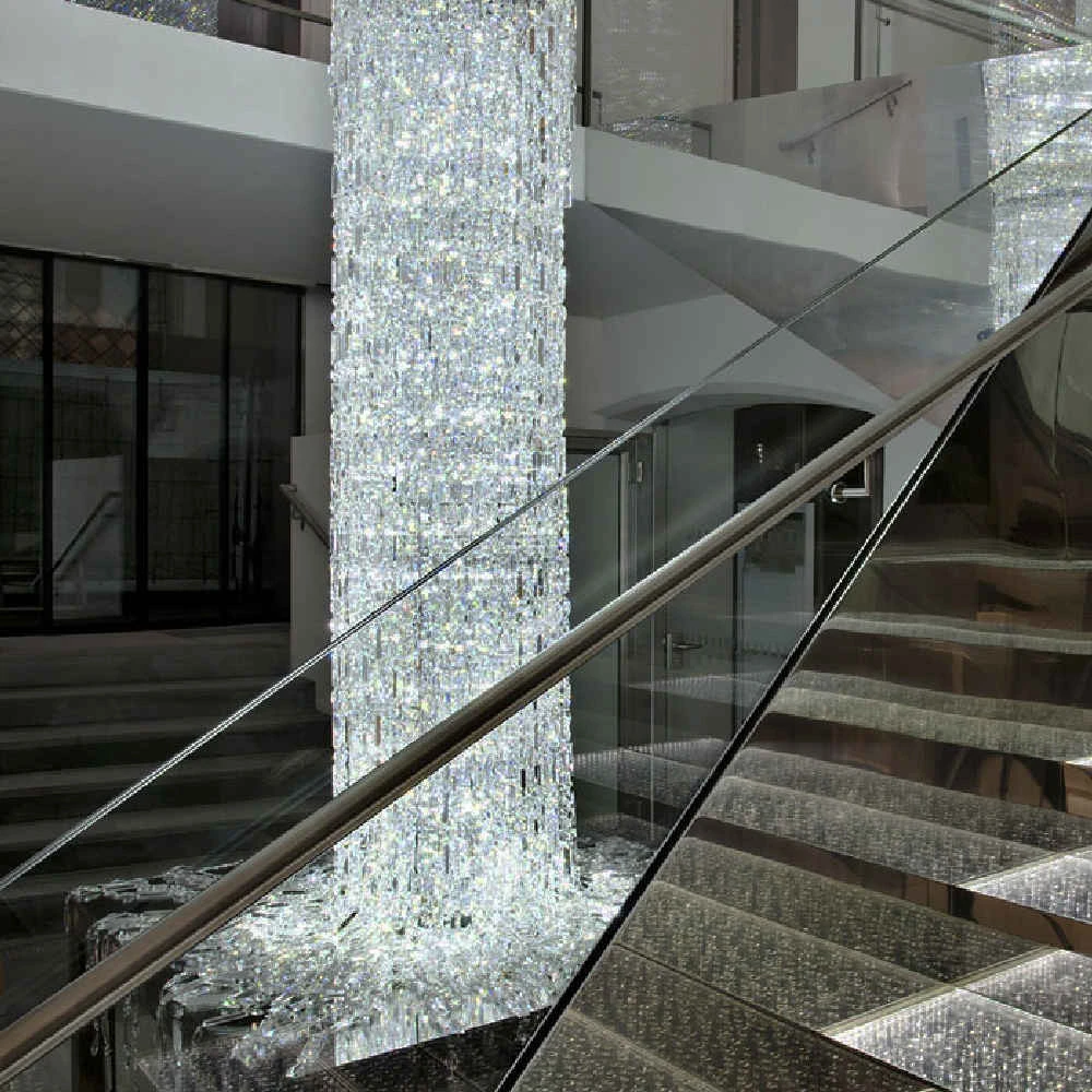 custom made modern crystal stairs long chandelier light