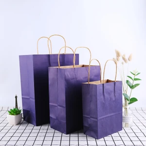 Custom Shopping Recycled Yellow Kraft Paper Bags Clothing Shopping Paper Bag With Handle
