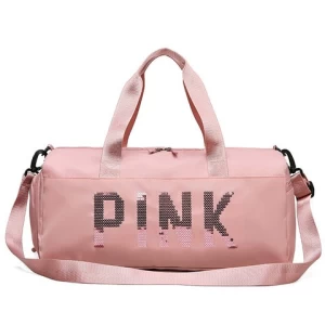 Custom Women Handbag Waterproof Gym Sports Organizer Luggage Pink Duffel Bag Foldable Travel Bag
