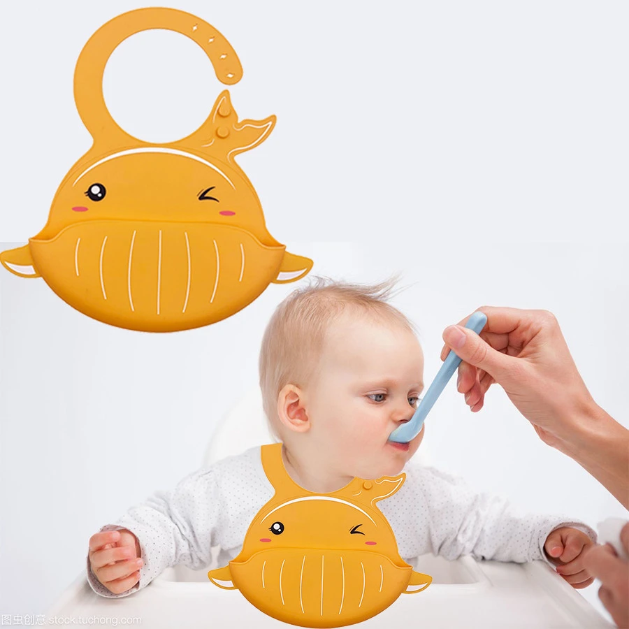 Customised silicone adult baby bib waterproof silicon baby bibs long sleeve feeding apron waterproof bib infant with pocket
