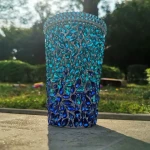 Customized personalized bling rhinestone cups glass stone mug plastic double wall tumbler for promotional gifts
