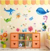 Cute fish starfish happy under sea wall stickers for bathroom bedroom kids rooms wall art decor removable cartoon sticker