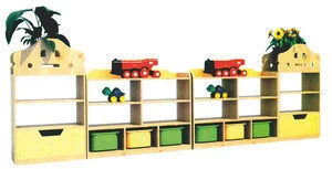 Daycare Center Furniture Kids Cartoon Toy Cabinet Wooden Children Storage Cabinet For Kindergarten