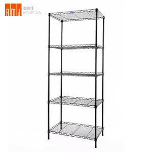 Decorative light-duty black colour book bookcase closet rack fruit display wire shelving for  offices stores and home