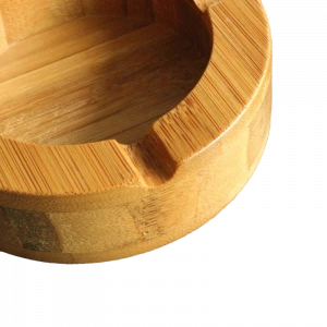 Delicate simple round wooden bamboo ashtray