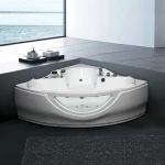 Dewo Classic Design Fan-Shaped Massage Bathtub with Curved Glass Pillows (GG230)
