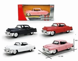 Diecast toy vehicles classical open car toys with sound and light pull back vintage car