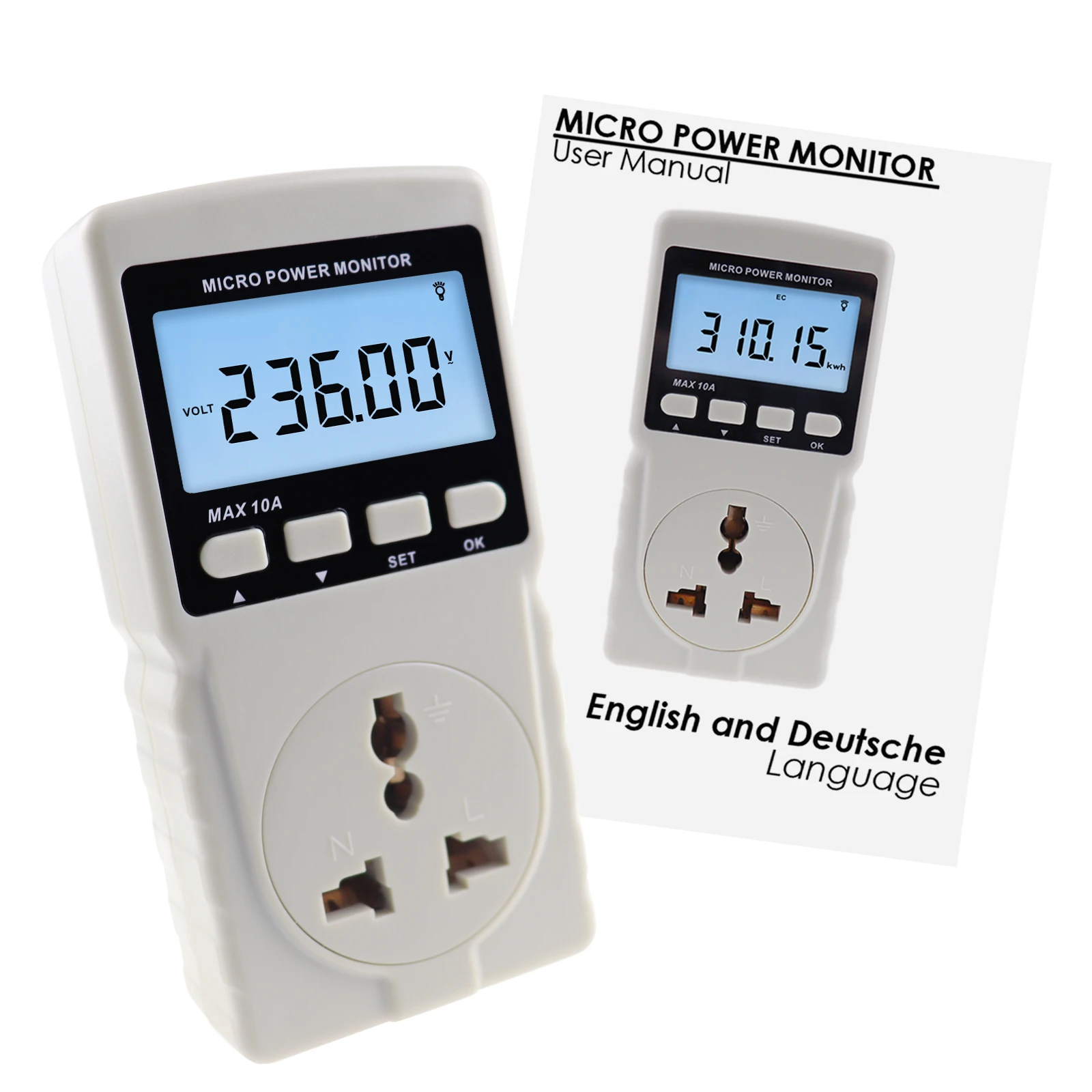 Digital Power Meter Wattmeter Plug-in Socket Design Energy Consumption Meter Voltage Current Electricity