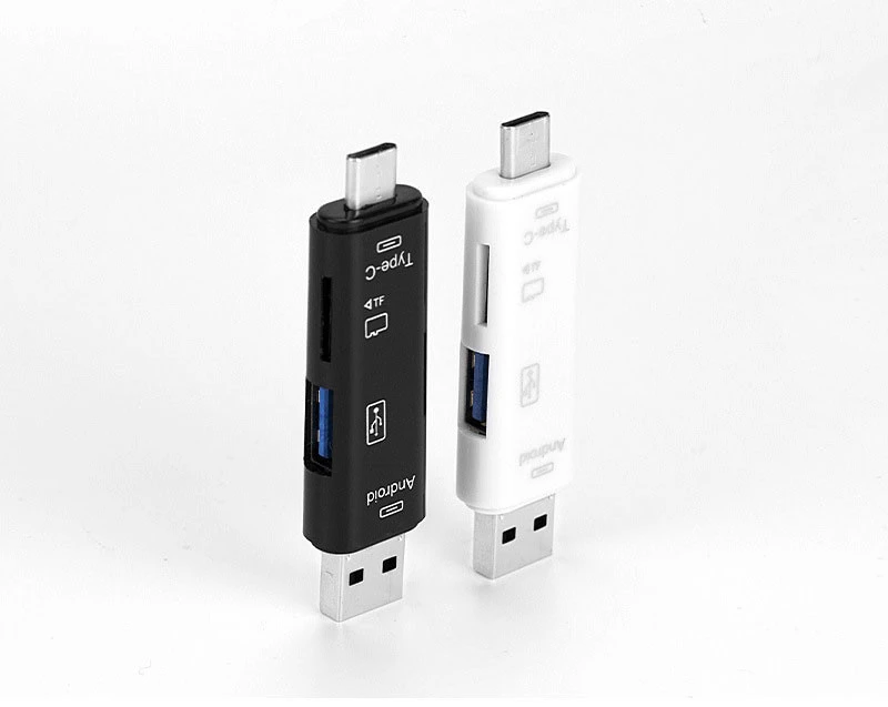 DKQ05 3 in 1 USB 2.0&amp; Type C &amp; Micro USB OTG TF Memory Multi Magnetic Card Reader for Samsung Huawei