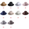 DLL173 Summer Women Wide Brim Custom Color Plain Women Paper Straw Beach Panama Fedora Straw Hat