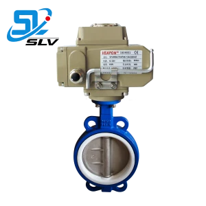 DN40-DN1000 Electric Motorized Actuator Cast Iron Body Disc Wafer Lug PTFE PVDFPVC Fluorine Lined Butterfly Valve