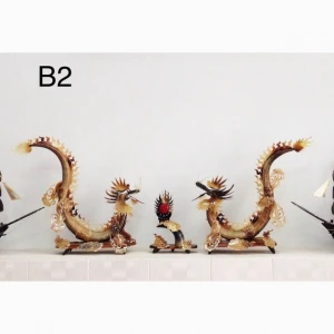 Dragon and cloud design horn craft, handmade carved horn statues from vietnam now on sale
