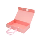 Eco Friendly Custom Pink Luxury paper Box Packaging Gift Boxes with Ribbon