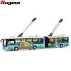 Electric Trackless Double-Decide Alloy Model Tram Toys Sightseeing Tour Bus Sound And Light Pull Back Open The Door Kid Toy Gift