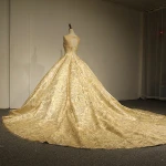 Elegant Sleeveless O Neck Long Train Wedding Dress Laced Ball Gown Luxury Arabic Muslim Wedding Dress 2018
